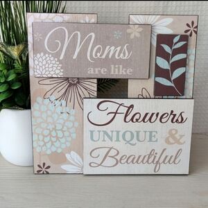 Mom's are like Flowers Unique & Beautiful", Wall Decor 11"×11"